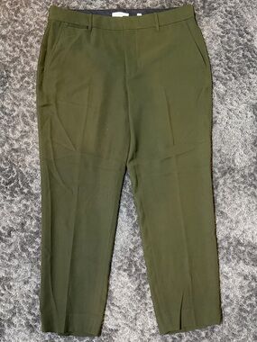 Vince Cropped Olive Tailored Dress Pants Pockets, Chic Contemporary US 14
